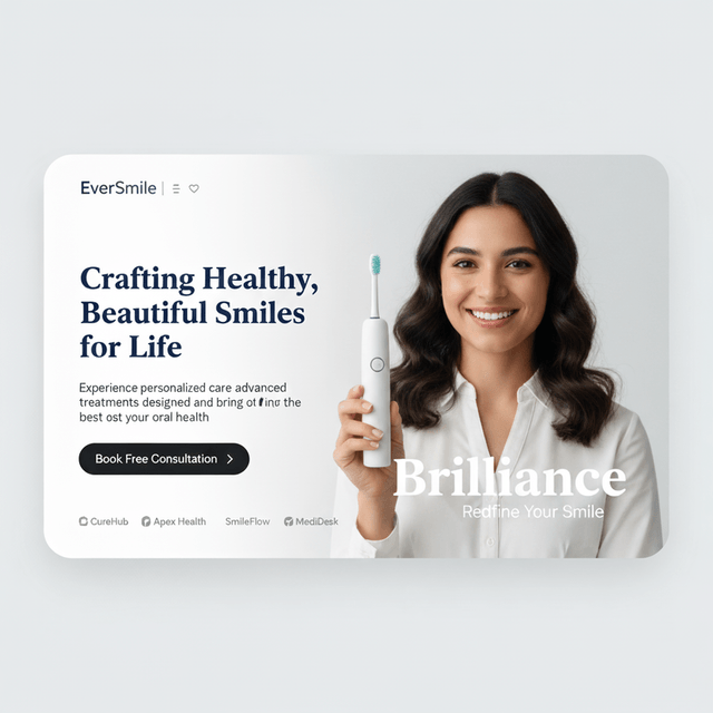 EverSmile, branding dla branży opieki zdrowotnej dla dentystów — strona docelowa na jednej stronie, bez kodu, wykonana w programie Framer