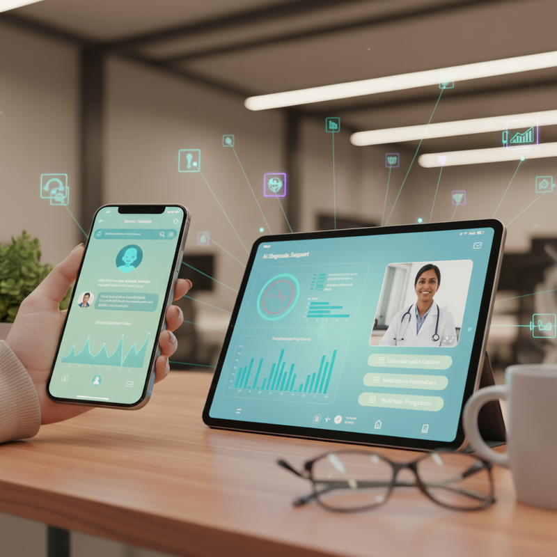 Telemedicine interface displaying AI-powered virtual assistant