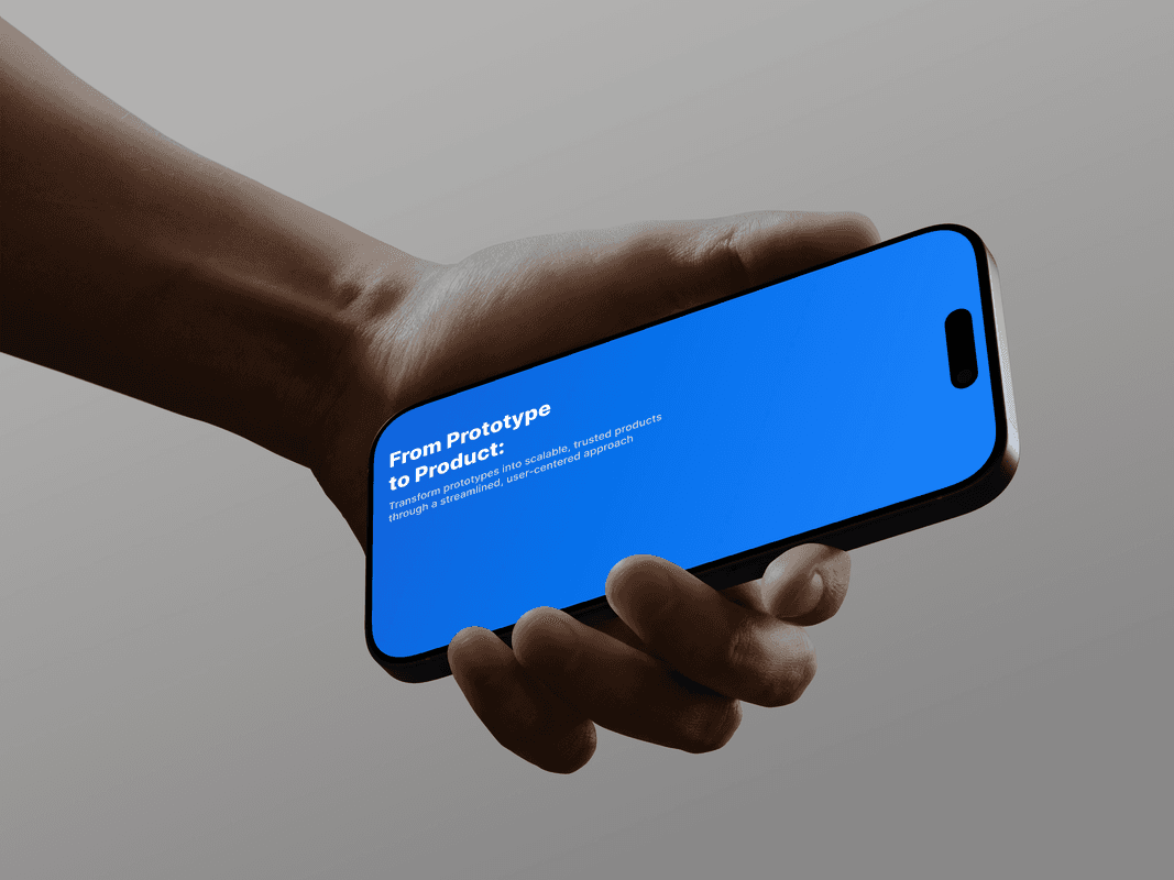 Digital health innovation process showing prototype development, user testing, and product launch with Ziro Design Services support